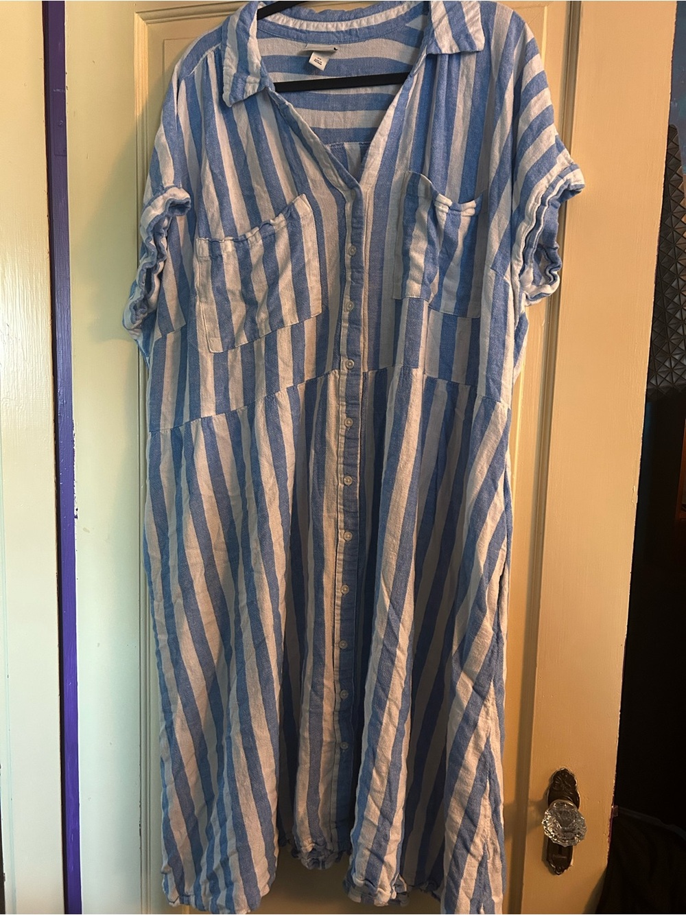 Ava & Viv Blue and White Striped Shirt dress